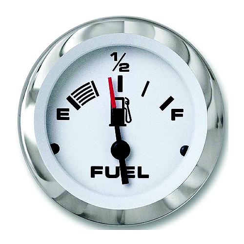 Sierra 65496P Lido Series 2" White & Stainless Steel Fuel Gauge