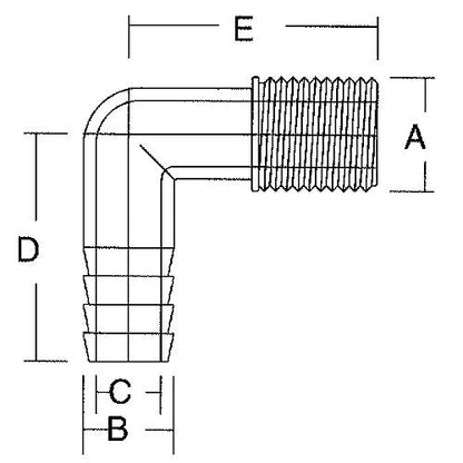 3/4-3/4 Male Elbow Forespar Marelon