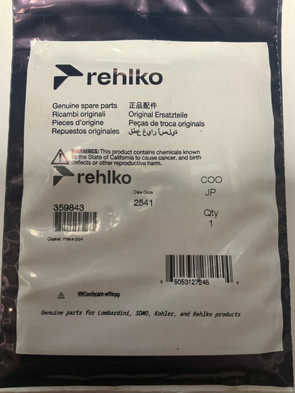 Kohler 359843 Gasket, Intake Pipe