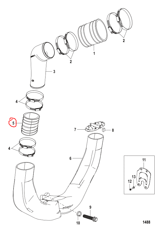 Exhaust Tube, Oval, Quicksilver 14358001