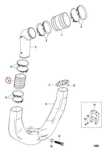 Exhaust Tube, Oval, Quicksilver 14358001