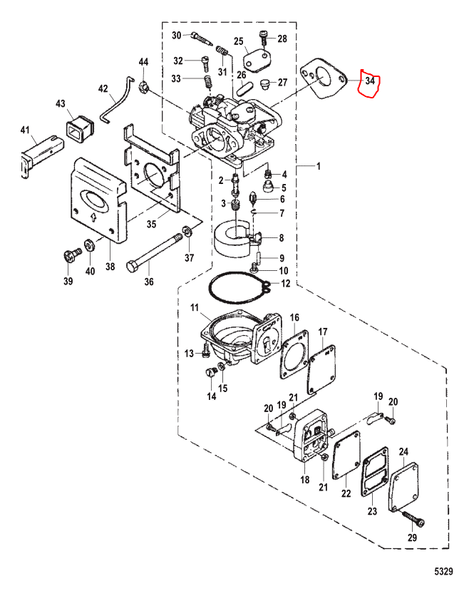 Gasket, Carb To Intake, Quicksilver 16327