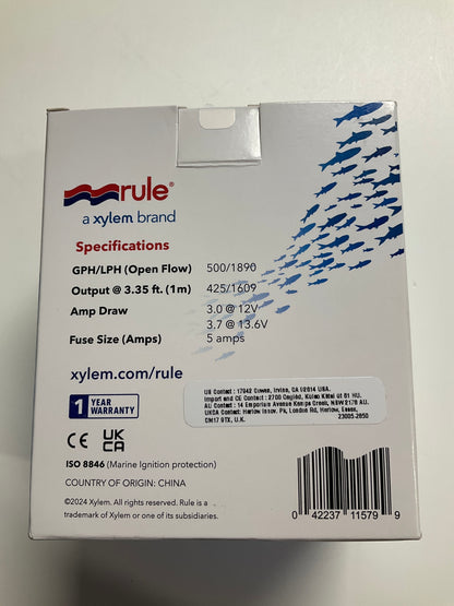 Rule 500 GPH Livewell Pump Replacement Motor Cartridge