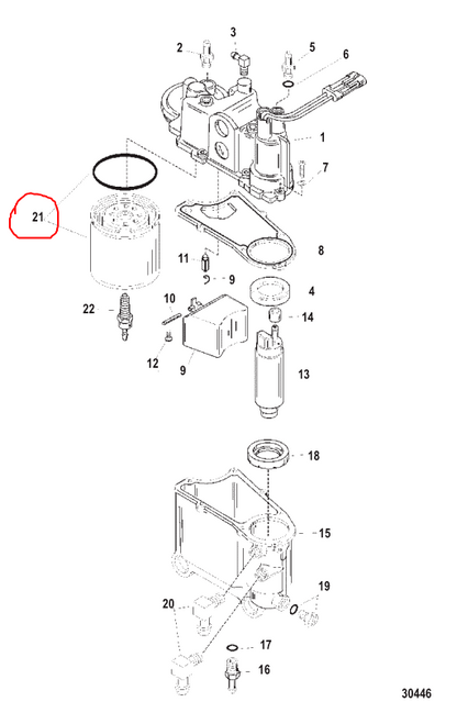 Fuel Filter, Blue Sensor, Quicksilver 18458Q4