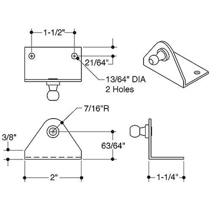 50 Ser S.S. Bracket Reverse Ball, Attwood SL50SSP3-7