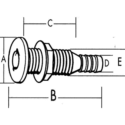 T-H MARINE 1-1/2" X-Long Thru Hull White