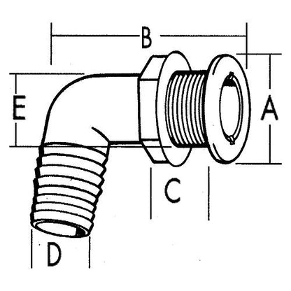 T-H Marine 90 Degree Specialty Thru-Hull Fitting With Spanner Head 3/4", Black