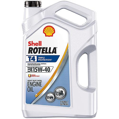 Shell Rotella® T4 Triple-Protection® Heavy-Duty Diesel Motor Oil, 15W-40, Quart