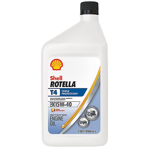 Shell Rotella® T4 Triple-Protection® Heavy-Duty Diesel Motor Oil, 15W-40, Quart