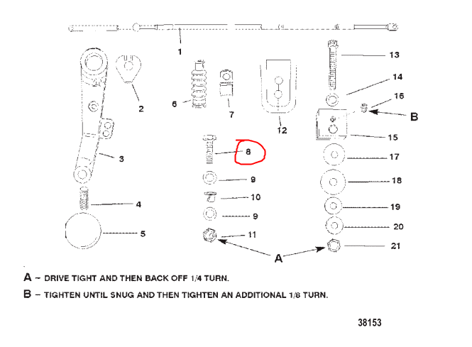 Screw, Tiller Handle, Quicksilver 28668