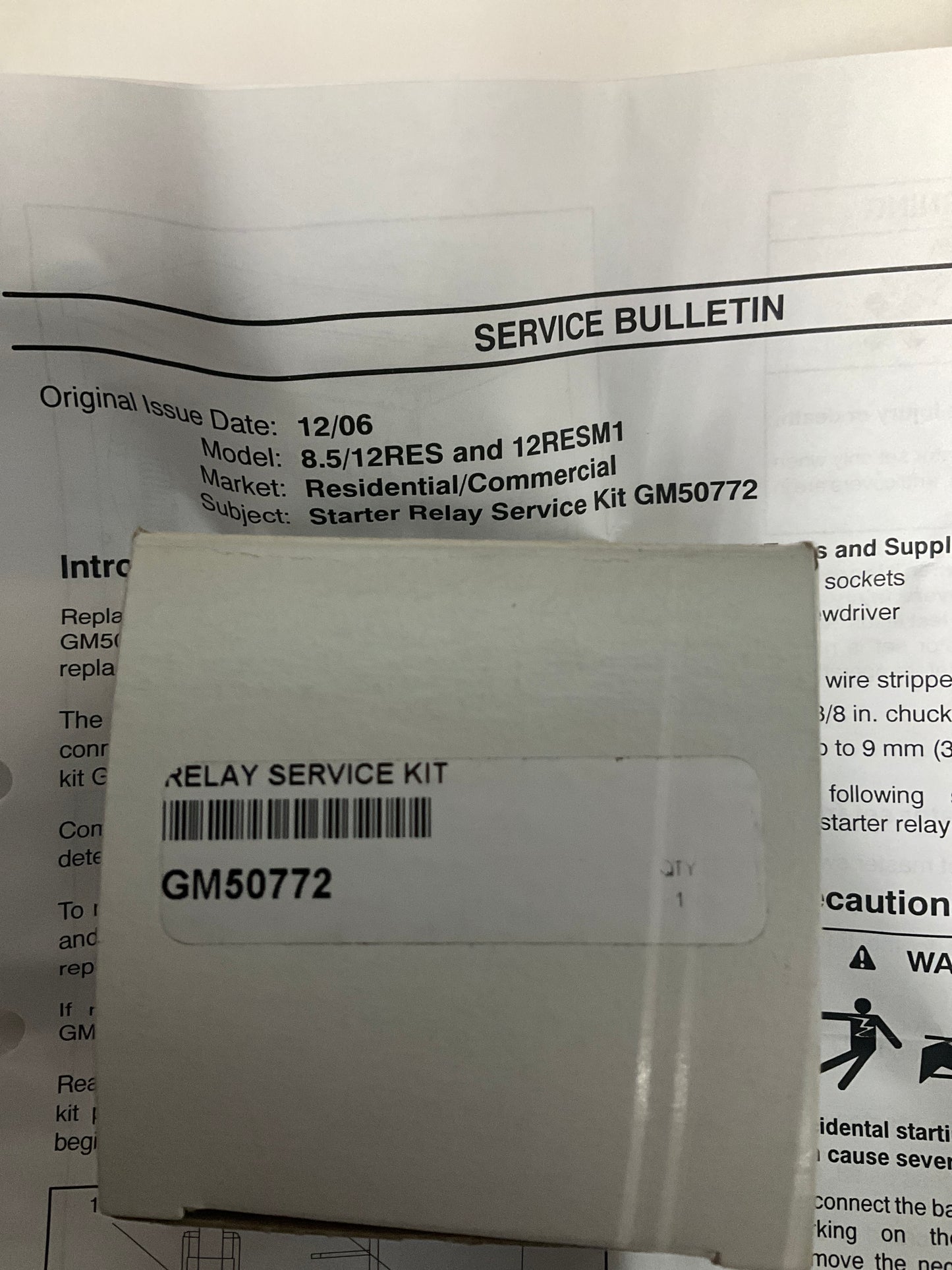 Kohler GM50772 Relay Service Kit