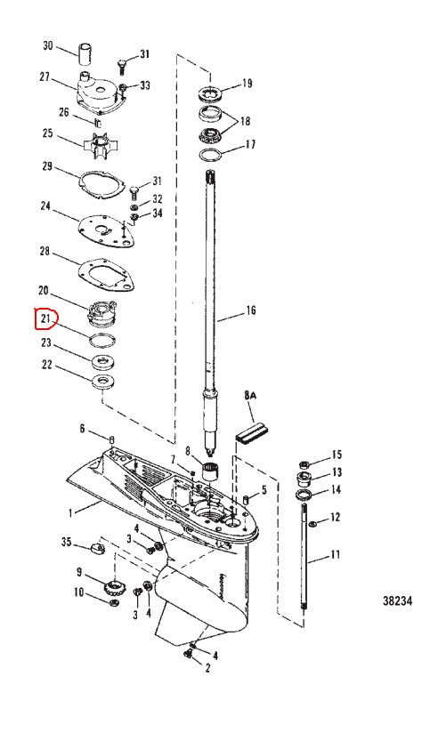 O-Ring, Water Pump Base, Quicksilver 30224