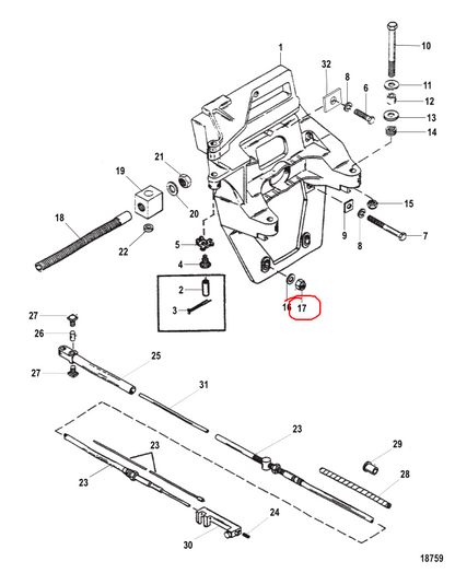Nut, Gimbal Hsng, Quicksilver 34087