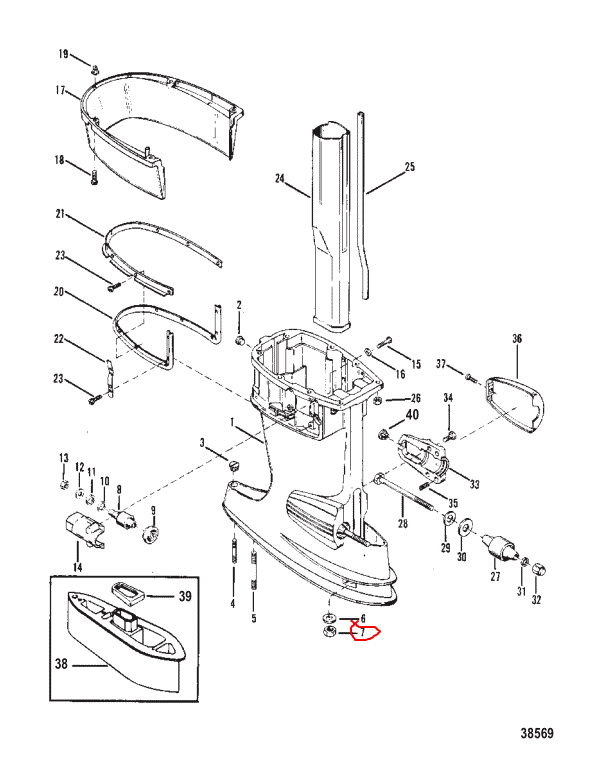 PROP LOCK NUT, 7/16-20, Quicksilver 34933 (SOLD EACH)