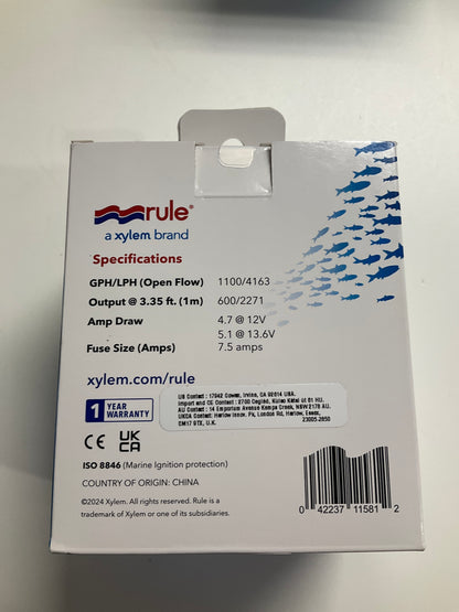 Rule 1100 GPH Livewell Pump Replacement Motor Cartridge