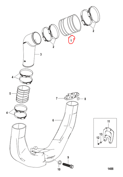 Tube, Exhaust, Quicksilver 44348001