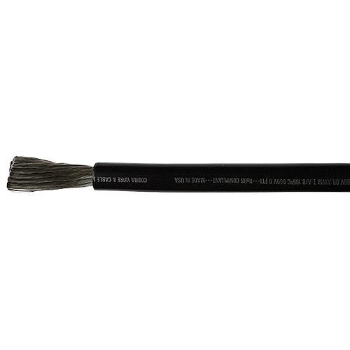 Cobra Wire A2002T07050FT Tinned Copper Battery Cable, 2 AWG, Black