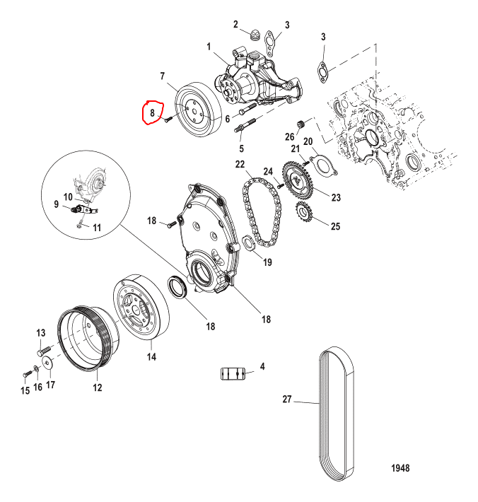 Screw, Circ Pump Pulley, Quicksilver 47277