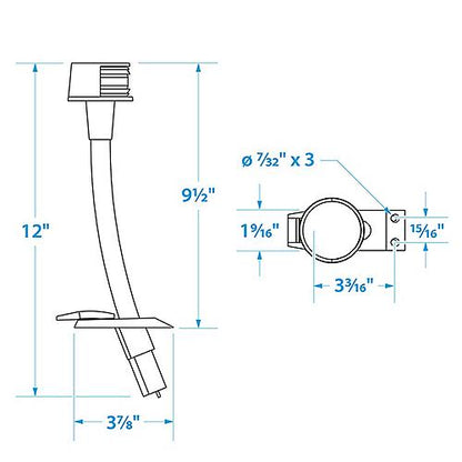 Seachoice Bow Pole Light, Marine Navigation, Chrome Bi-Color, 1 Nautical Mile Visibility