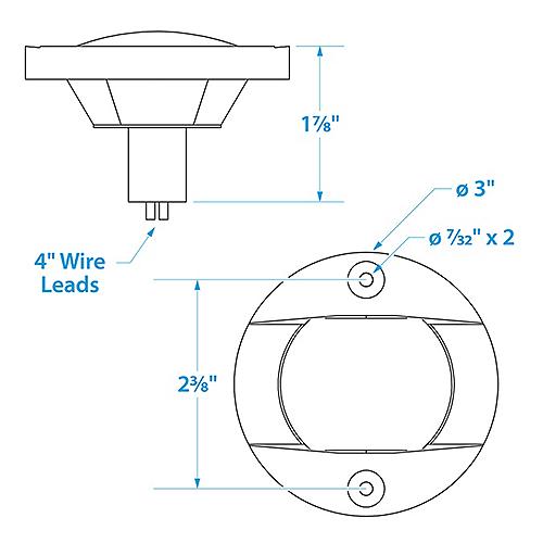 Round Navigation Transom Light w/ Stainless Steel Flange