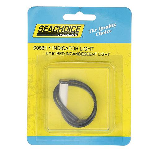 Seachoice Incandescent Red Indicator Light, 14V, 6 in. Lead Wires, 5/16 in. Light