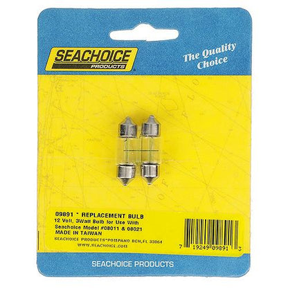 Seachoice Replacement Incandescent Bulbs With Festoon Base, 12V, 3 Watt, Pack of 2