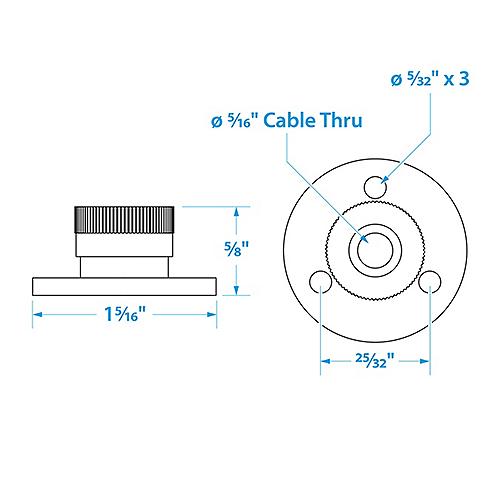 Seachoice 10021 Cable Outlet, 5/16 In., Weatherproof, Chrome-Plated Brass