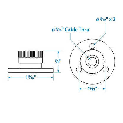 Seachoice 10021 Cable Outlet, 5/16 In., Weatherproof, Chrome-Plated Brass