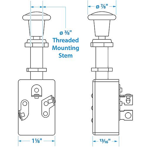 Seachoice Heavy Duty 3-Position Push-Pull Switch