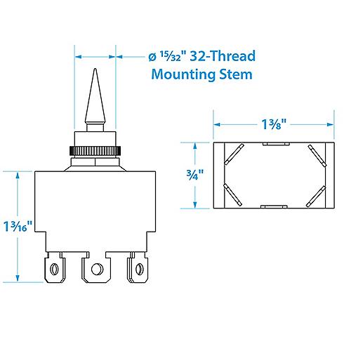 Seachoice 3-Position Toggle Switch, Momentary On/Off/Momentary On