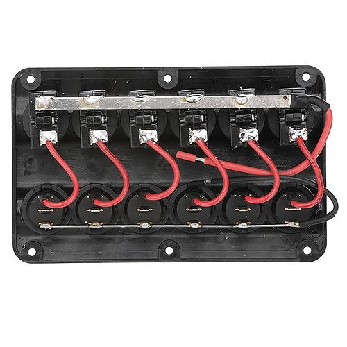 Seachoice LED 12V 6-Switch Distibution Panel, Pre-Wired, Boat Panel Mount