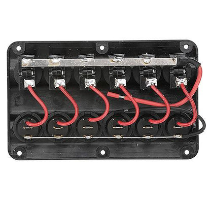 Seachoice LED 12V 6-Switch Distibution Panel, Pre-Wired, Boat Panel Mount