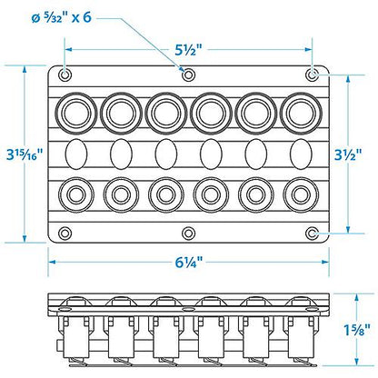 Seachoice LED 12V 6-Switch Distibution Panel, Pre-Wired, Boat Panel Mount