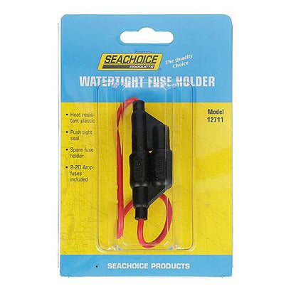 Watertight Seachoice In-Line Fuse Holder With Spare, Waterproof, 20 Amp FuseFuse Holde 20A W/Two Fuses