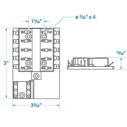 Ato/Atc Fuse Seachoice Fuse Block ATO/ATC, 10 Gang Ground Bar 12V Block-10 Gang
