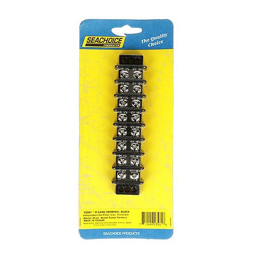 Seachoice Terminal Block, 8-Gang, Brass Clips and Contacts