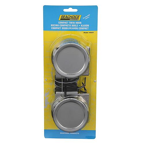 Seachoice Compact Electric Horns, 108 dB, Twin Horns w/ Stainless Steel Covers, 12V DC Power, 8 Amp