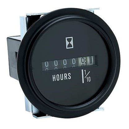 Seachoice Hourmeter Gauge for Boats, Round, 2 in., Black Bezel
