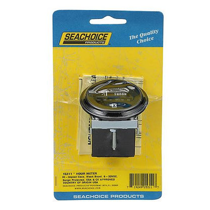Seachoice Hourmeter Gauge for Boats, Round, 2 in., Black Bezel