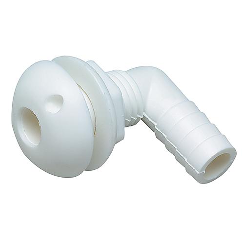 Thru-Hull Conn Wht Plastic 1-1/8" 90degree