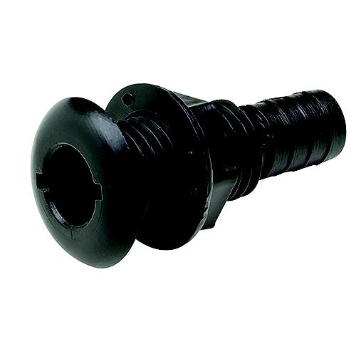 1-1/8" Plastic Thru-Hull With Broad Flange - Black  Seachoice 18171