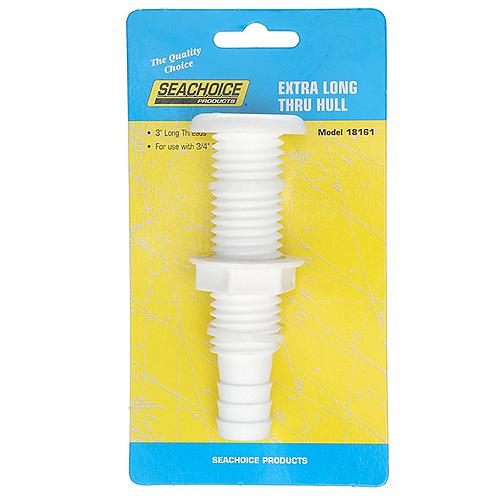 Seachoice Polypropylene Extra Long Thru-Hull Connector for 3/4 in. ID Hose, White