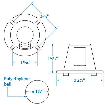 Seachoice Self-Bailing Scupper, Large, Clear, Fits 1.5-3 In. Openings