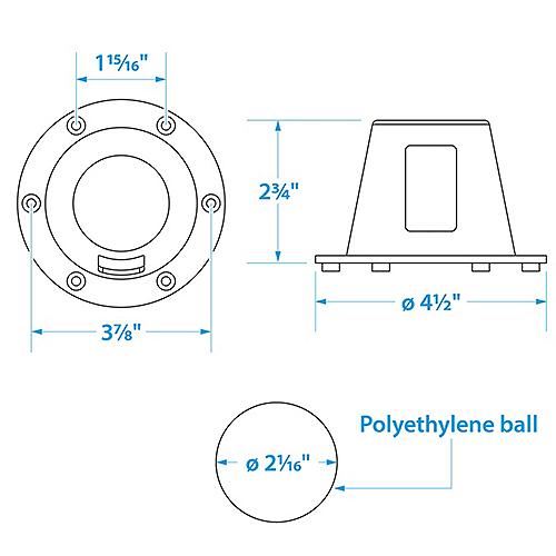Seachoice Self-Bailing Scupper, Large, Clear, Fits 1.5-3 In. Openings (Closeout)