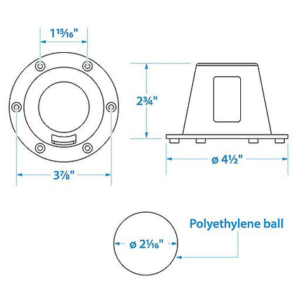 Seachoice Self-Bailing Scupper, Large, Clear, Fits 1.5-3 In. Openings (Closeout)