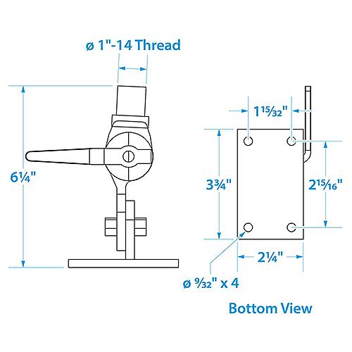 Seachoice 19531 Antenna Ratchet Mount Stainless Steel