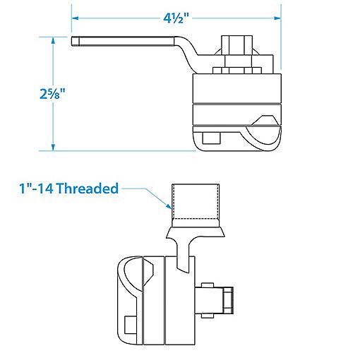 Seachoice 19541 Antenna Rail Ratchet Mount With Heavy-Duty Handle, 316 Stainless Steel