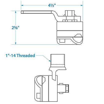 Seachoice 19541 Antenna Rail Ratchet Mount With Heavy-Duty Handle, 316 Stainless Steel