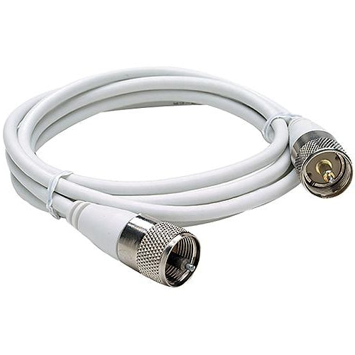 Seachoice 19761 10' RG58U White Coaxial Antenna Cable Assembly, Includes PL259 Fittings on Both Ends