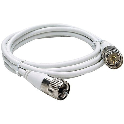 Seachoice 19761 10' RG58U White Coaxial Antenna Cable Assembly, Includes PL259 Fittings on Both Ends